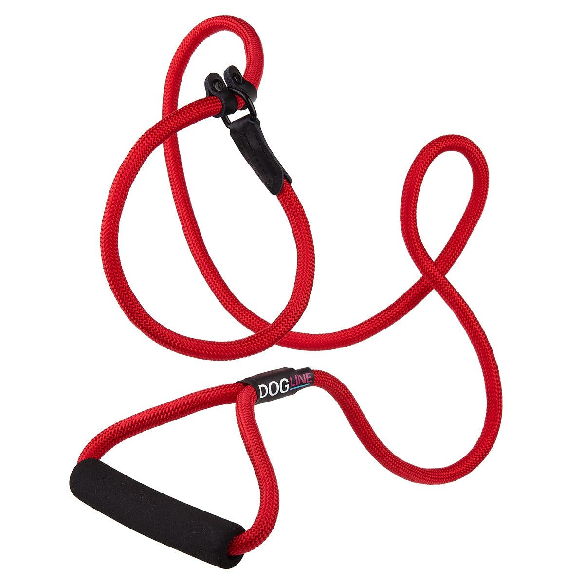 Dogline Round Nylon Slip Dog Leash, Red, 1/2-in x 6-ft