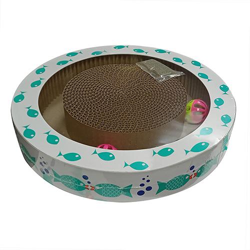 PetRageous Interactive Corrugated Scratcher with Jingle Balls for Cats, White