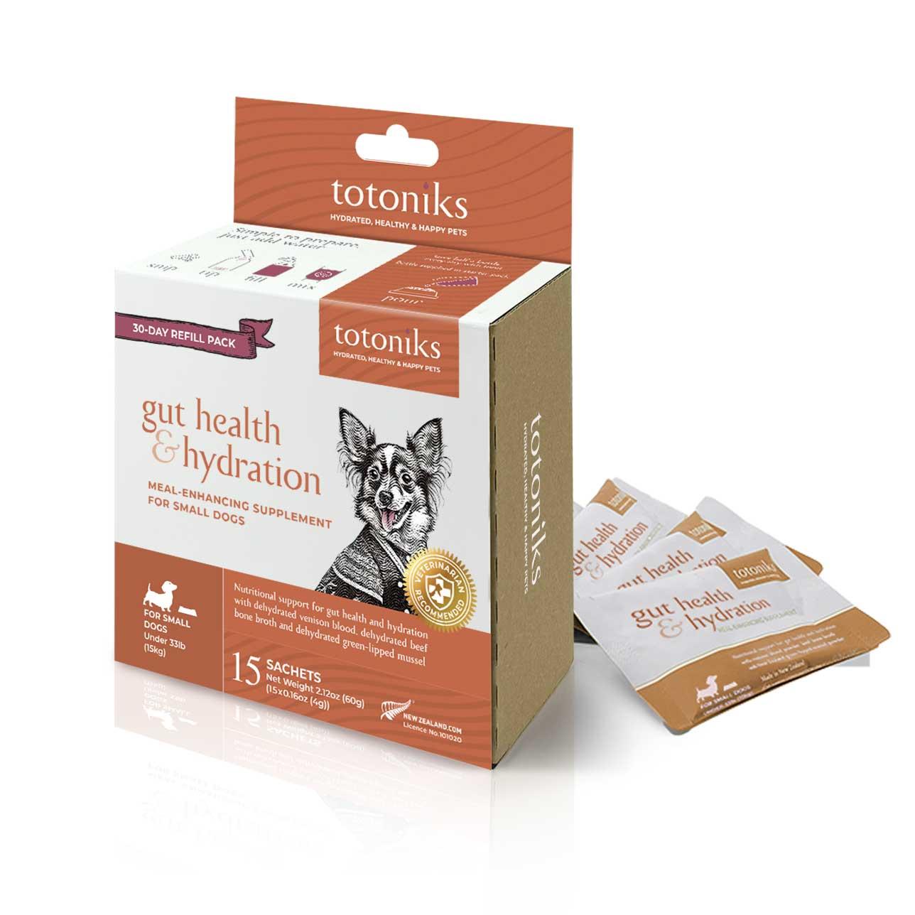 Totoniks Gut Health & Hydration Refill Pack Small Dog Supplement, 15-count