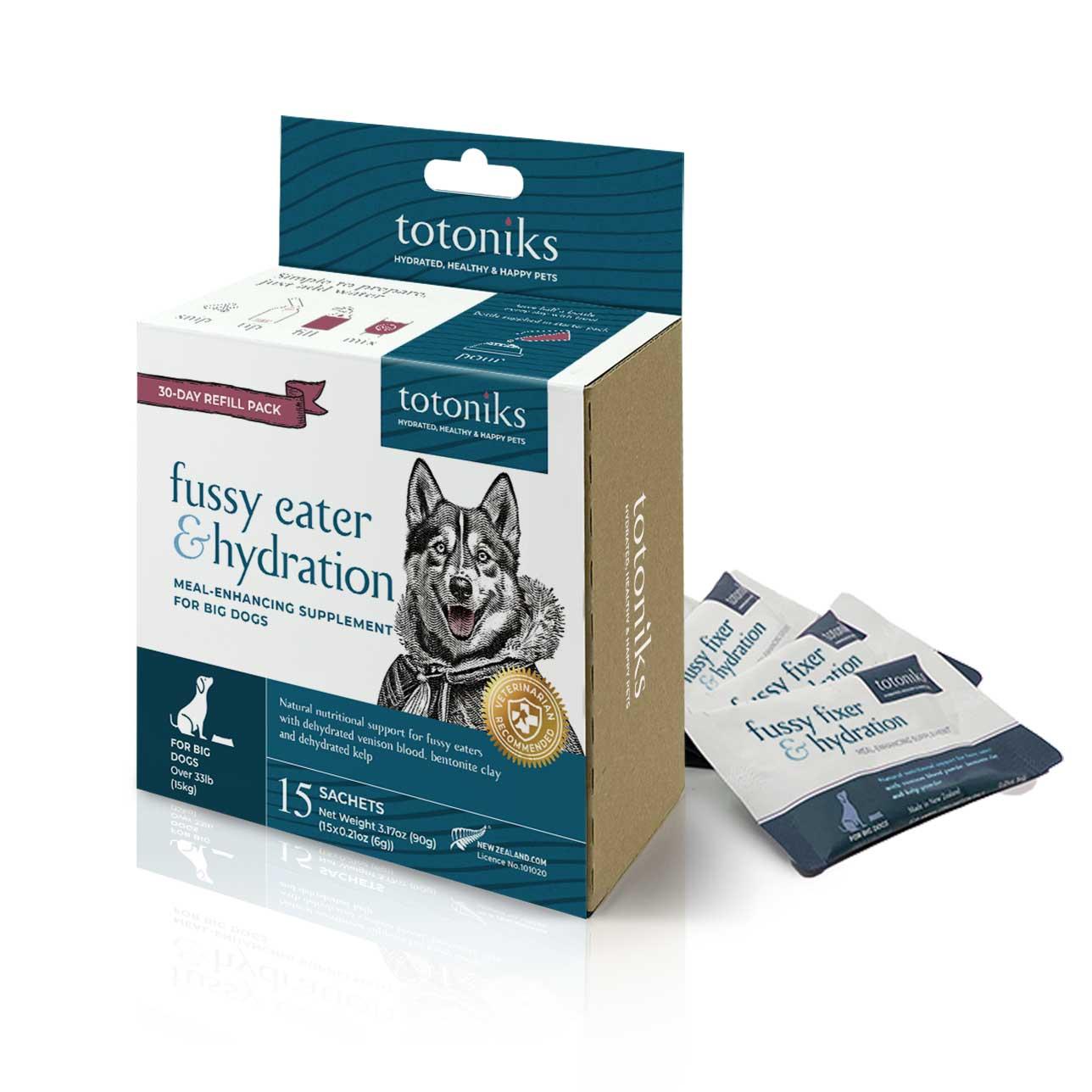 Totoniks Fussy Eater & Hydration Refill Pack Large Dog Supplement, 15-count