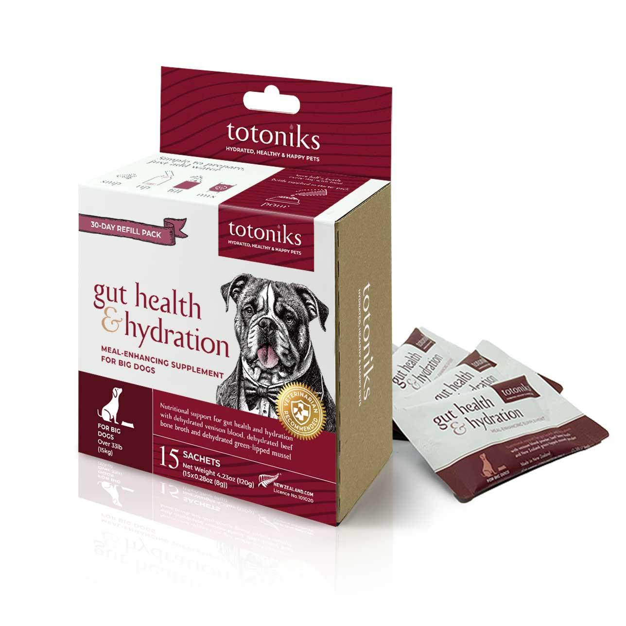 Totoniks Gut Health & Hydration Refill Pack Large Dog Supplement, 15-count