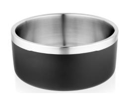 QT Dog Stainless Steel Double Wall Dog Bowl, Black, Large