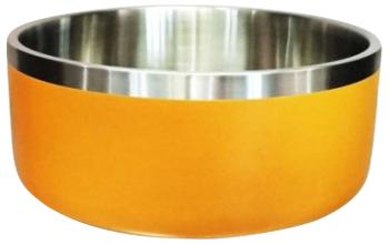 QT Dog Stainless Steel Double Wall Dog Bowl, Orange, Small