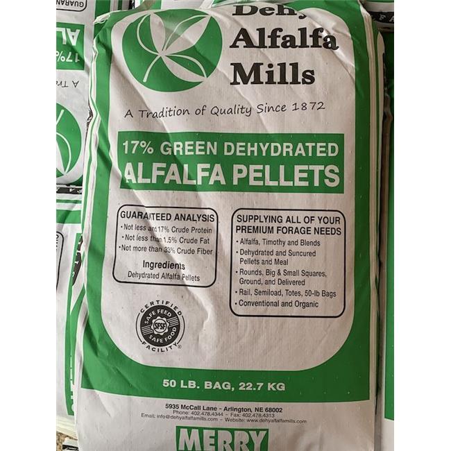 Dehy Alfalfa Mills 17% Green Dehydrated Alfalfa Pellets Horse Feed, 50-lb
