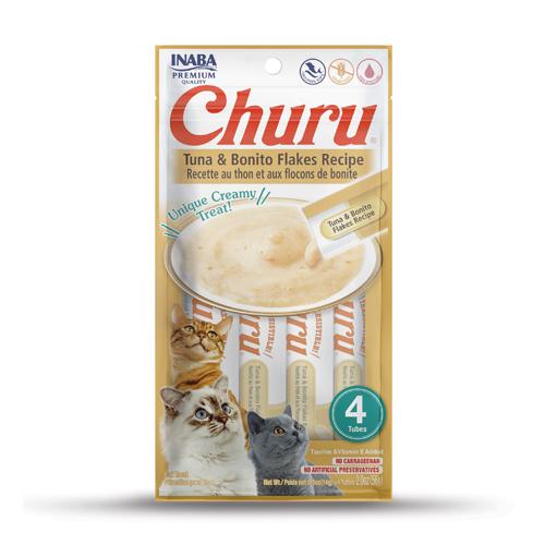 INABA Churu Tuna & Bonito Flakes Cat Treats, 2-oz, 4-pk