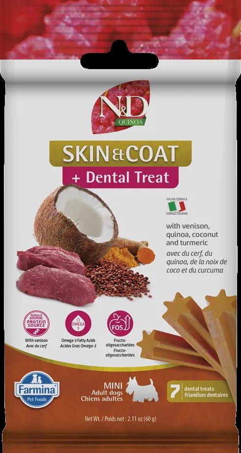 Farmina N&D Quinoa Skin & Coat Venison Adult Mini Dog Treats, 2.11-oz