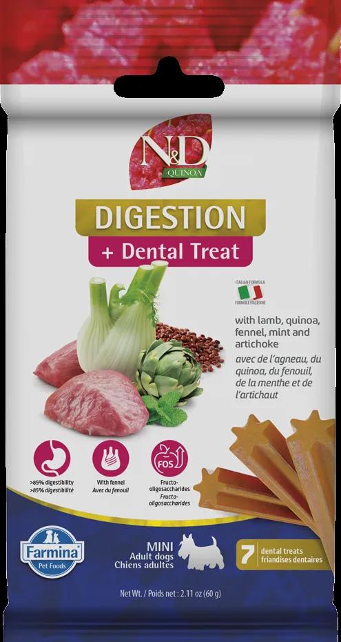 Farmina N&D Quinoa Digestion Lamb Adult Mini Dog Treats, 2.1-oz
