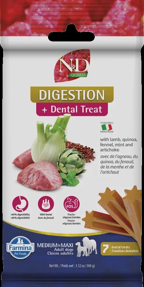 Farmina N&D Quinoa Digestion Lamb Adult Medium & Maxi Dog Treats, 3.5-oz