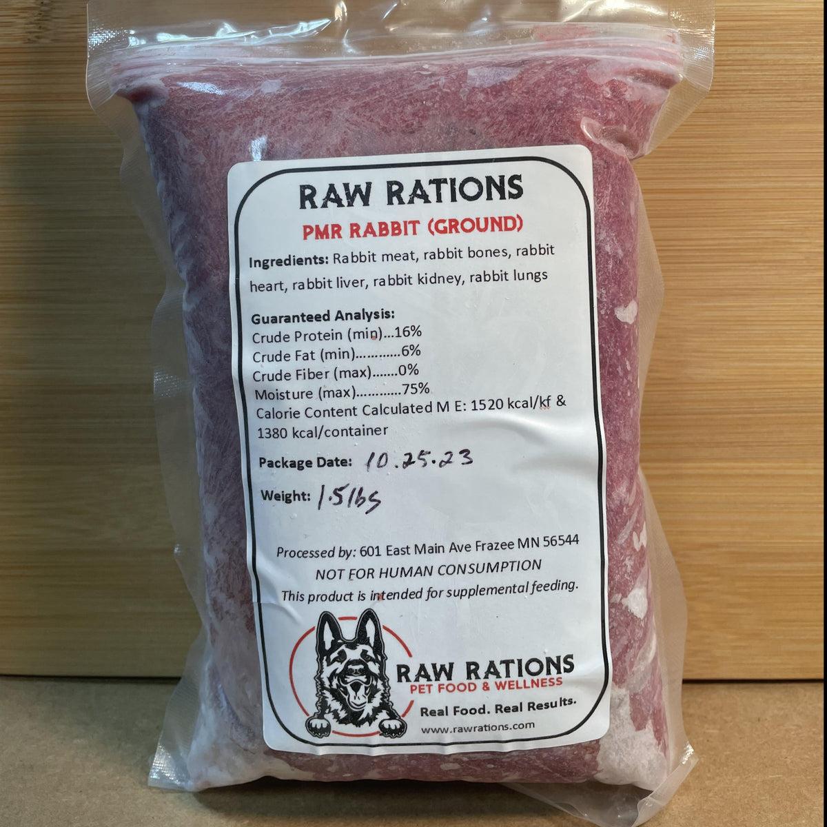 Raw Rations Prey Model Diet Rabbit Ground Frozen Dog Food