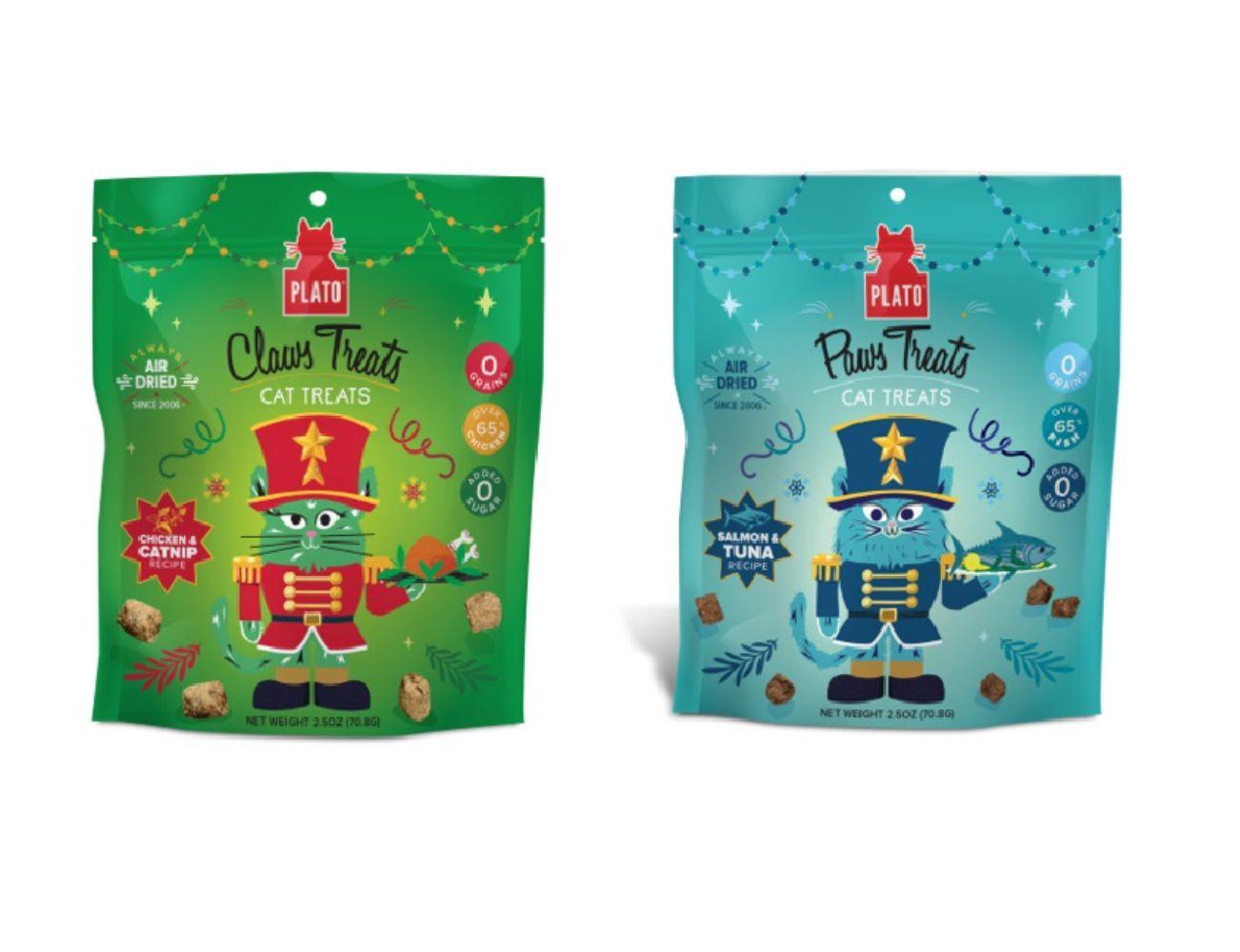 Plato Paws & Claws Holiday Two Pack Air-Dried Cat Treats, 2-pk