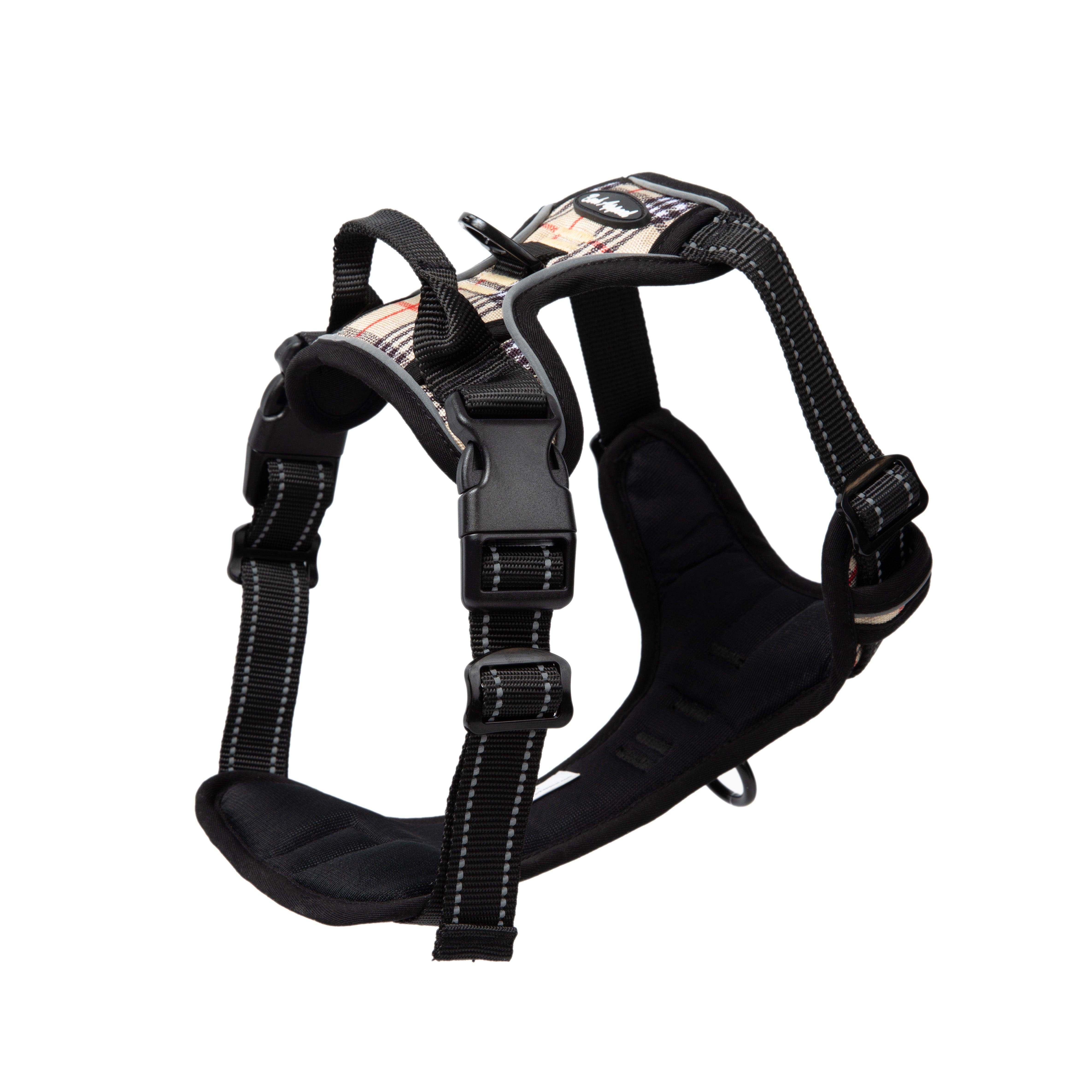 Bark Appeal Reflective Control Dog Harness, Tan Plaid, Large