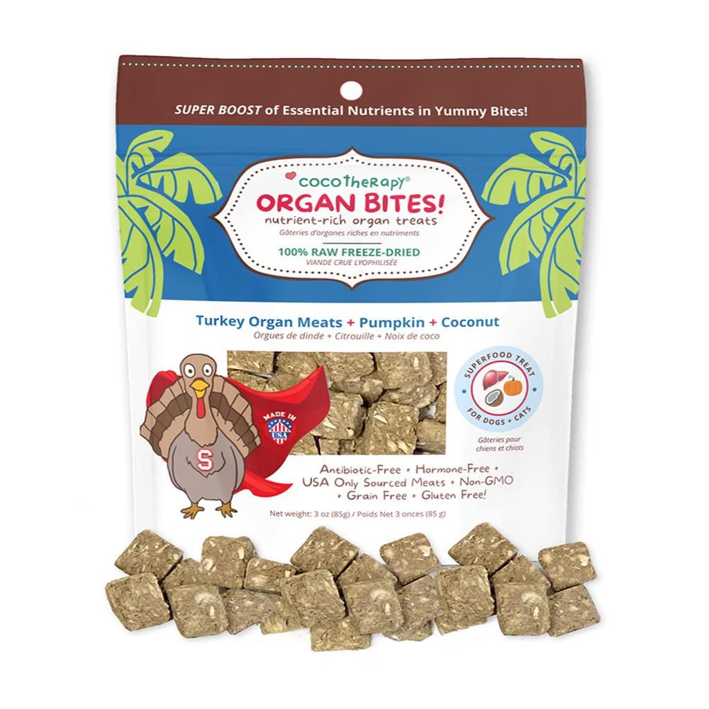 CocoTherapy Organ Bites! Turkey Organ Meats + Pumpkin + Coconut Freeze-Dried Dog & Cat Treats