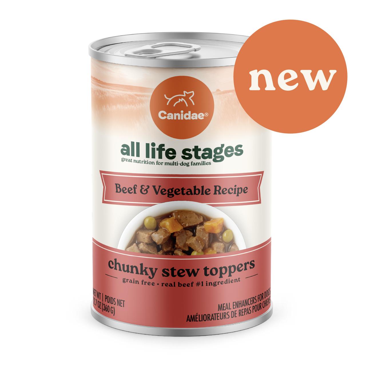 Canidae All Life Stages Chunky Stew Toppers Beef & Vegetable Dog Food Topper Can