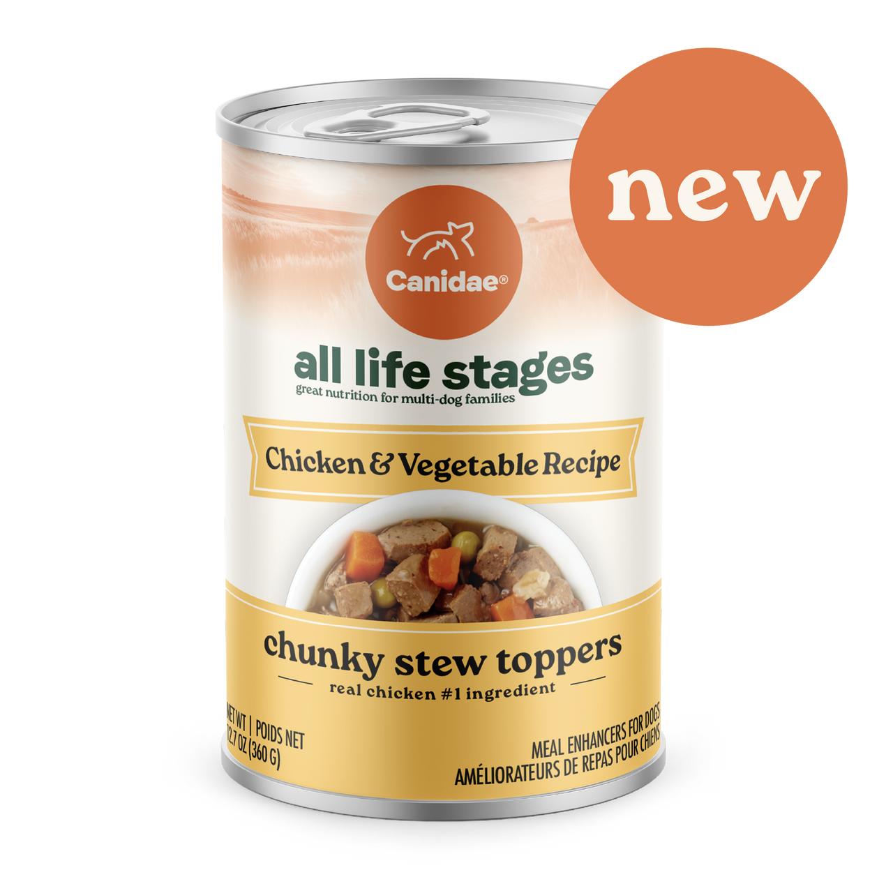 Canidae All Life Stages Chunky Stew Toppers Chicken & Vegetable Dog Food Topper Can, 12.7-oz