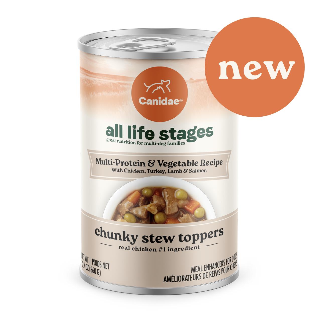 Canidae All Life Stages Chunky Stew Toppers Multi-Protein & Vegetable Dog Food Topper Can, 12.7-oz