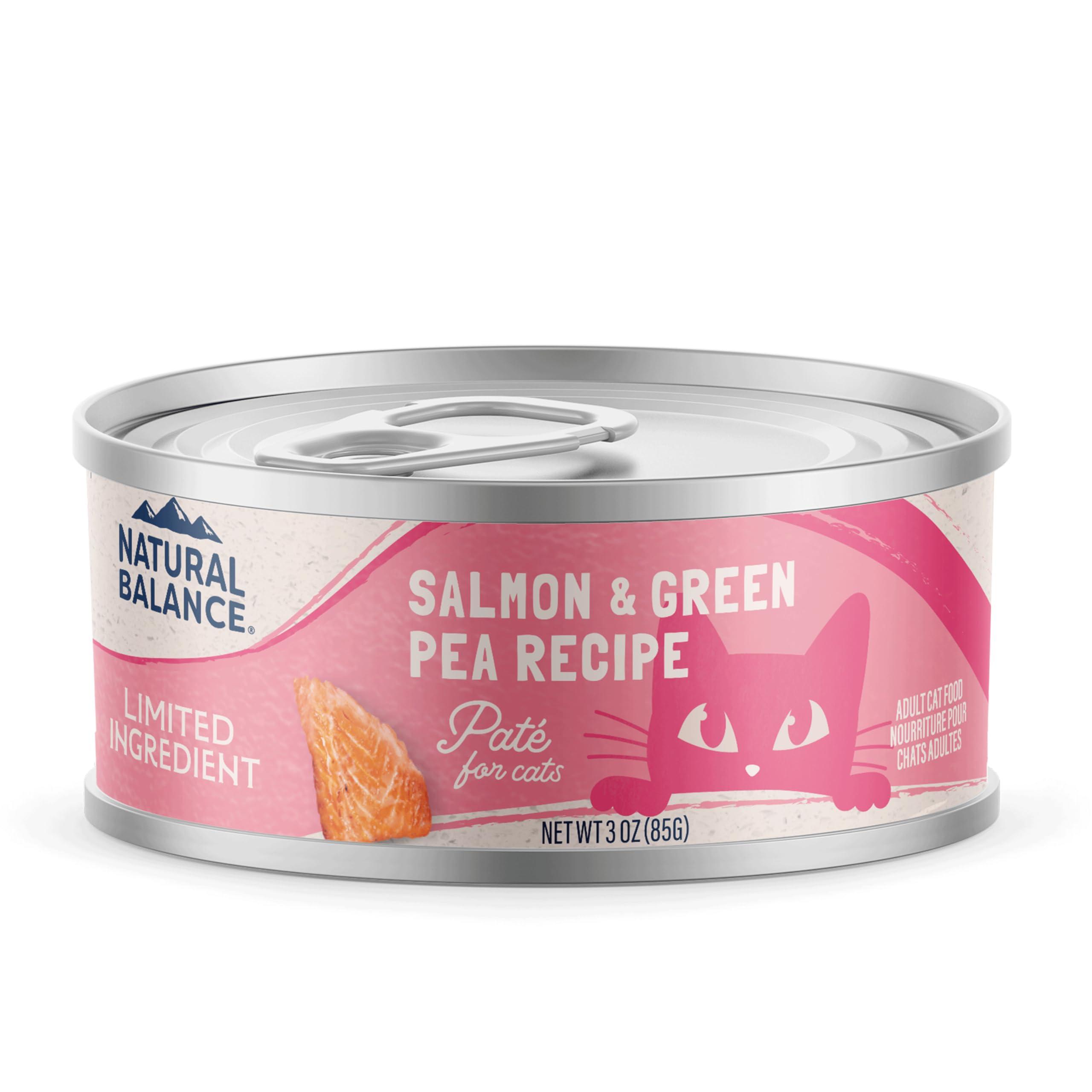 Natural Balance Limited Ingredient Salmon & Green Pea Pate Wet Cat Food Can, 3-oz