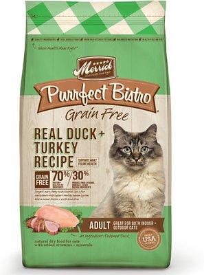 Merrick Purrfect Bistro Grain-Free Real Duck & Turkey Recipe Adult Dry Cat Food, 12-lb
