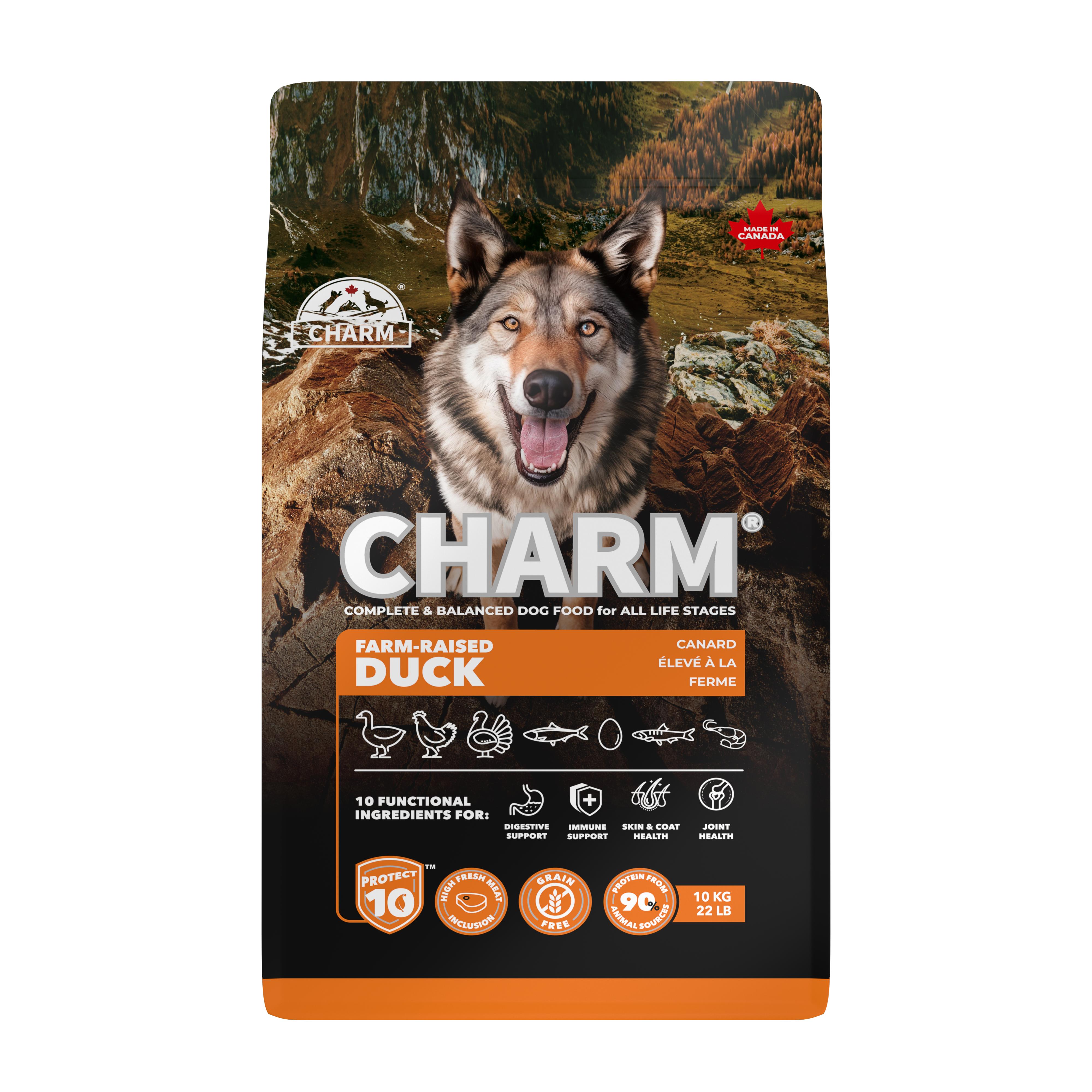 Charm Pet Food Farm-Raised Duck Dry Dog Food, 10-kg