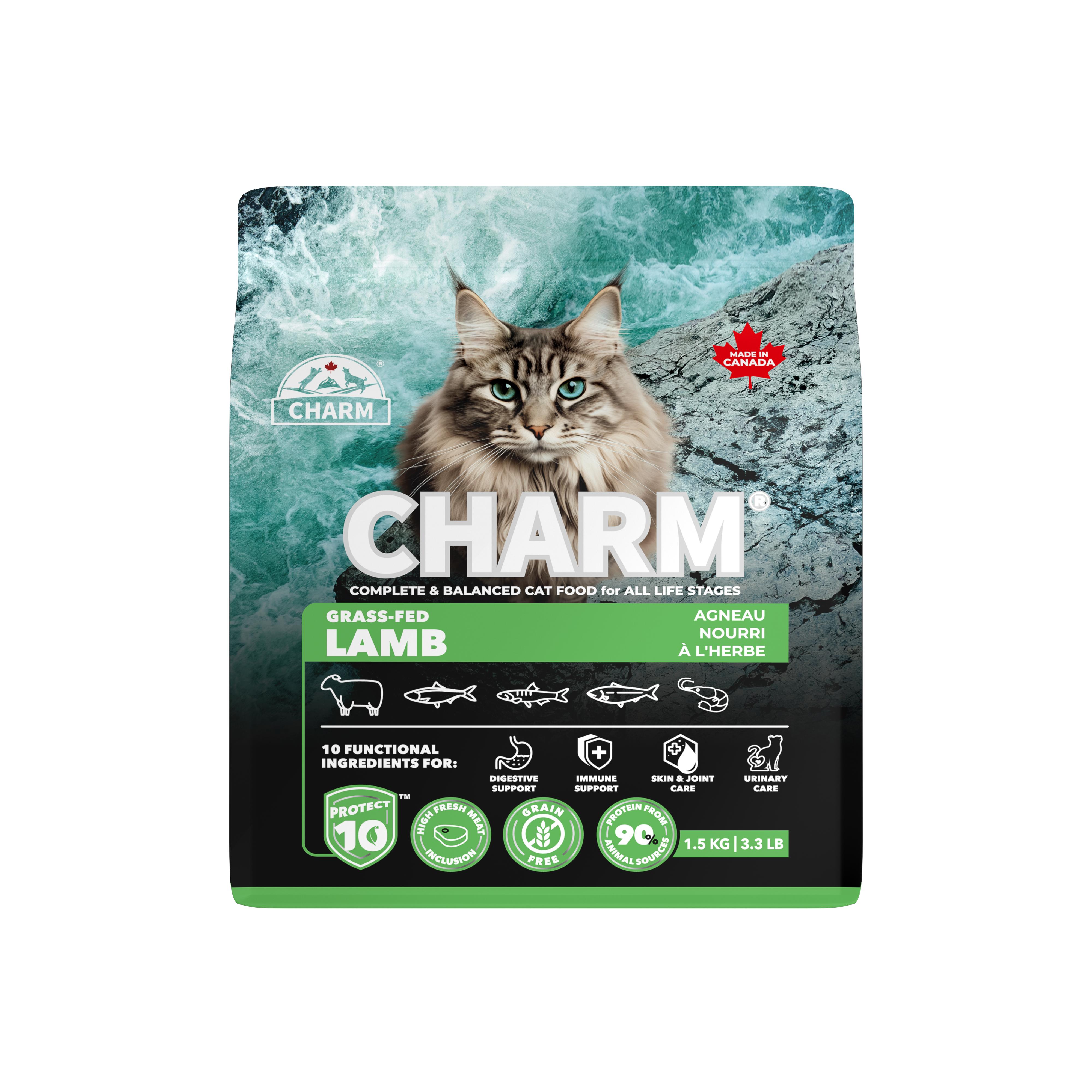 Charm Pet Food Grass-Fed Lamb Dry Cat Food, 1.5-kg
