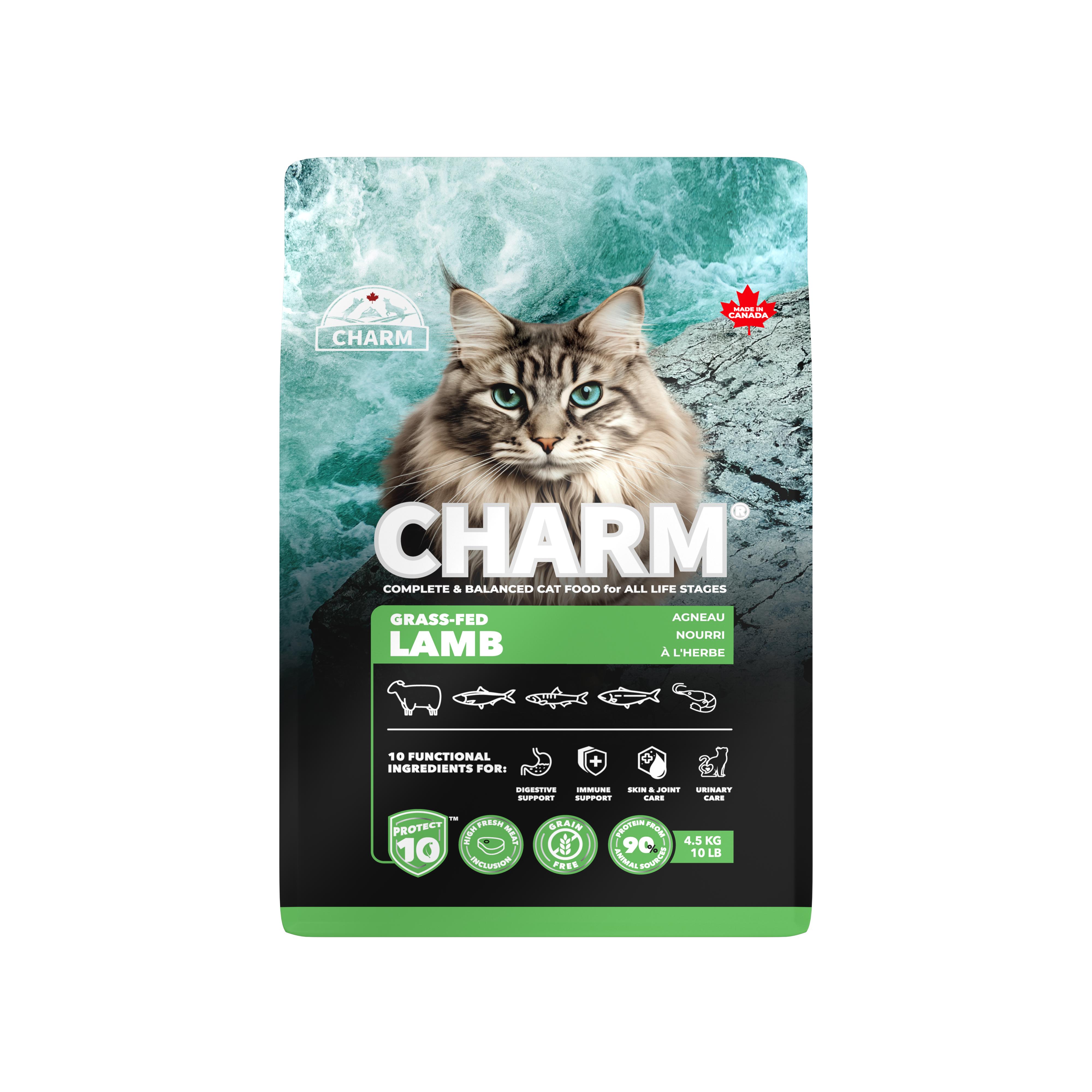 Charm Pet Food Grass-Fed Lamb Dry Cat Food, 4.5-kg