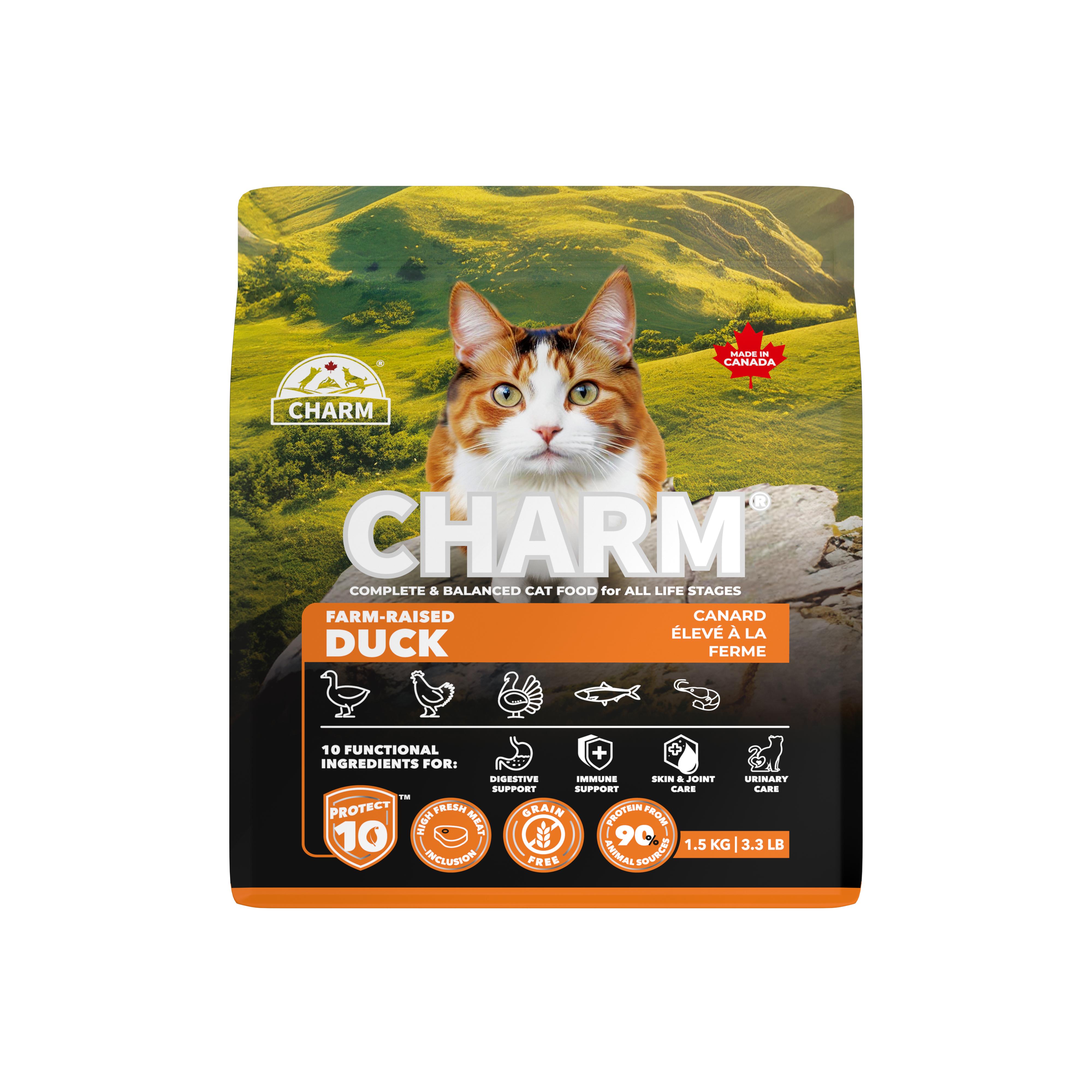 Charm Pet Food Farm-Raised Duck Dry Cat Food, 1.5-kg