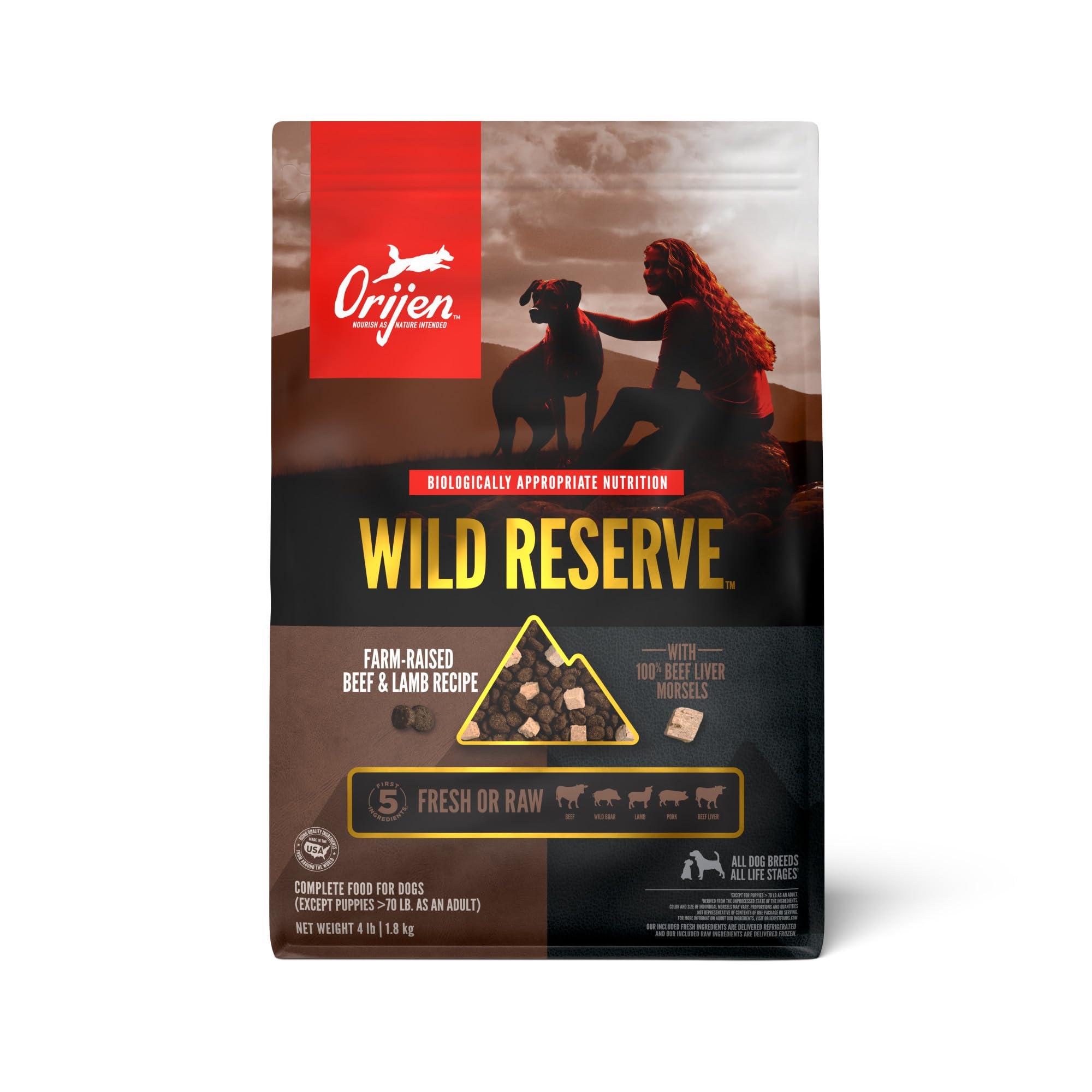 ORIJEN Wild Reserve Farm-Raised Beef & Lamb Dry Dog Food, 4-lb