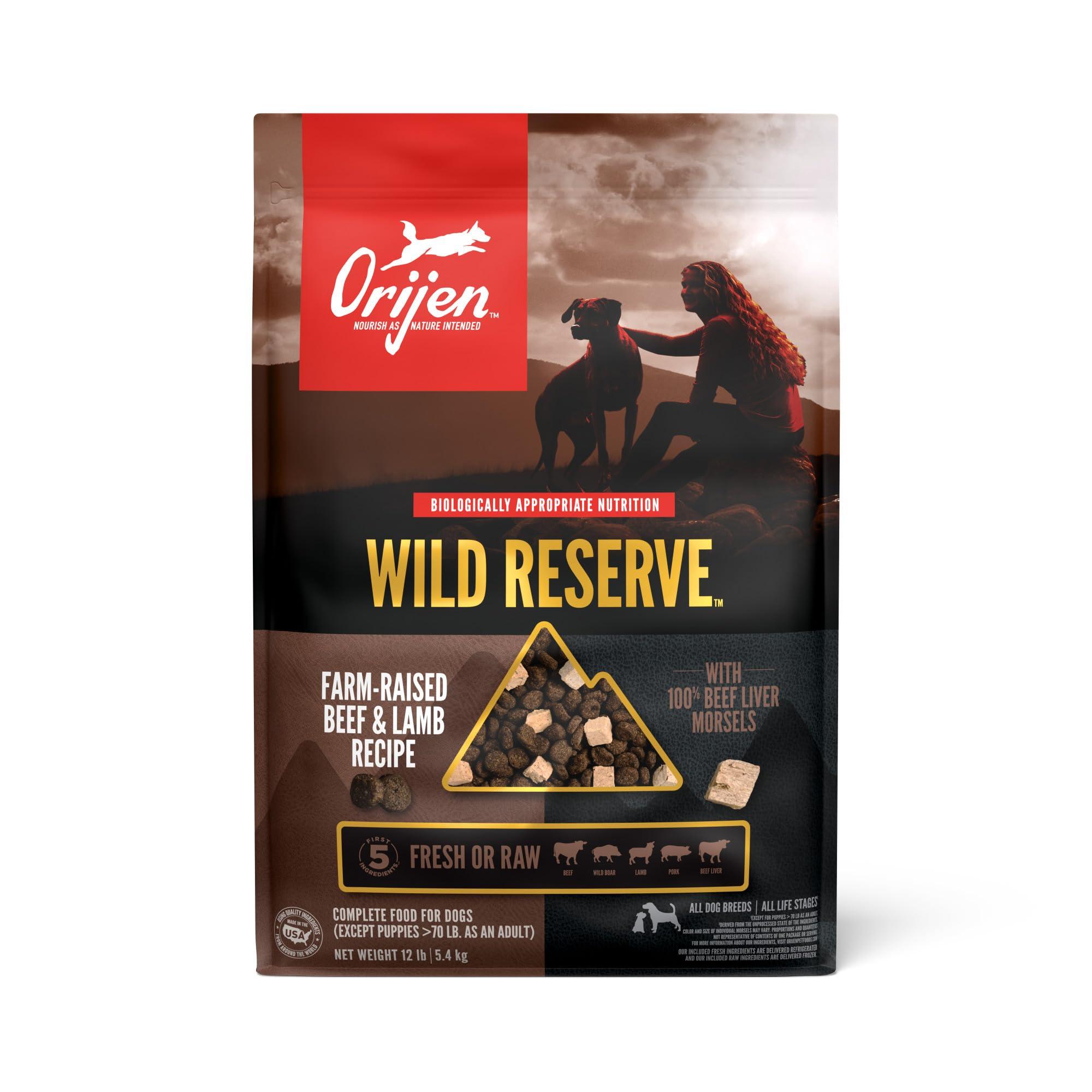 ORIJEN Wild Reserve Farm-Raised Beef & Lamb Dry Dog Food, 12-lb