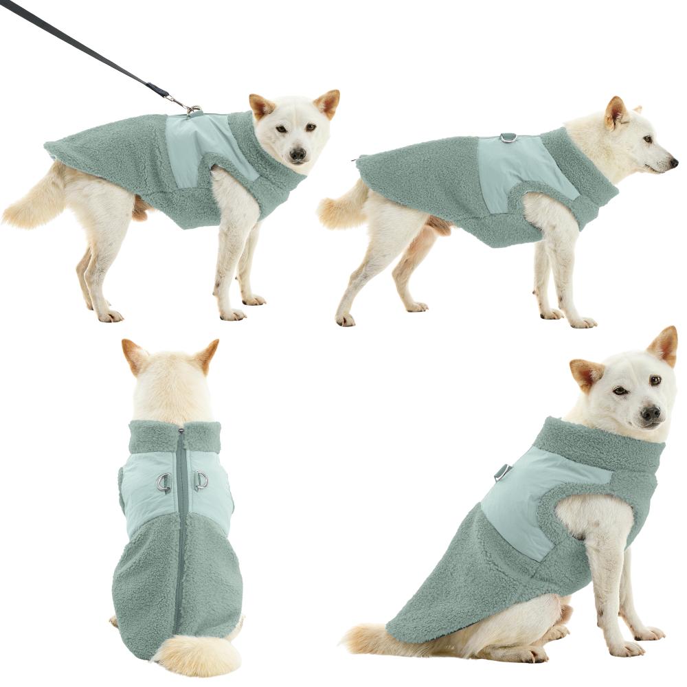 Gooby Zip Up Sherpa Dog Vest, Green, X-Small