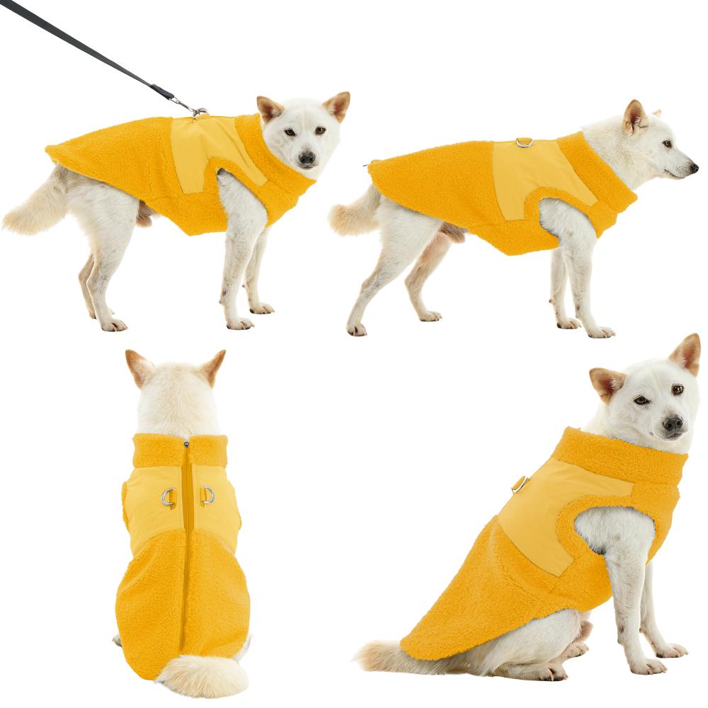 Gooby Zip Up Sherpa Dog Vest, Yellow, Large