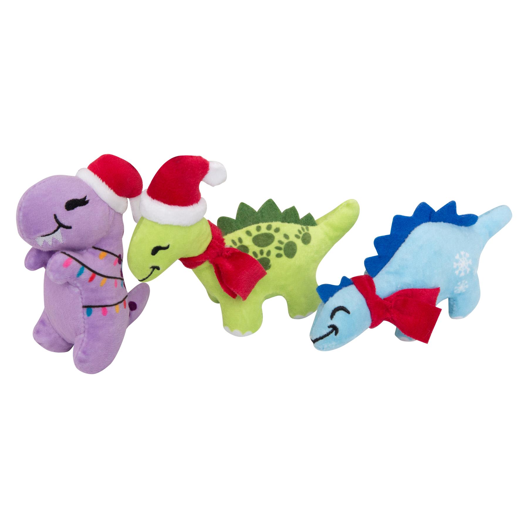 Snugarooz Christmas Dinos Dog Toy, 3-pk
