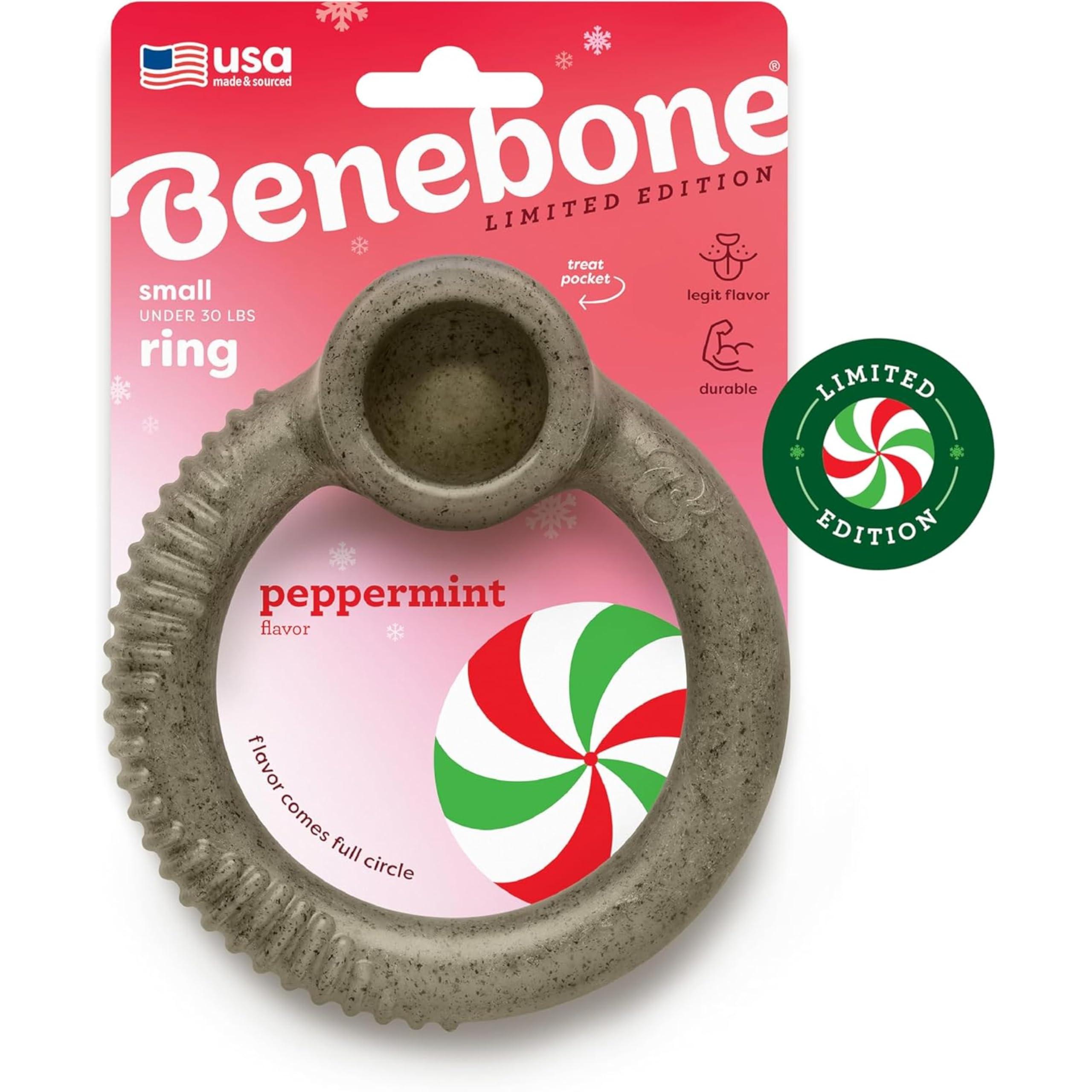 Benebone Limited Edition Peppermint Flavored Ring Chew Dog Toy, Small