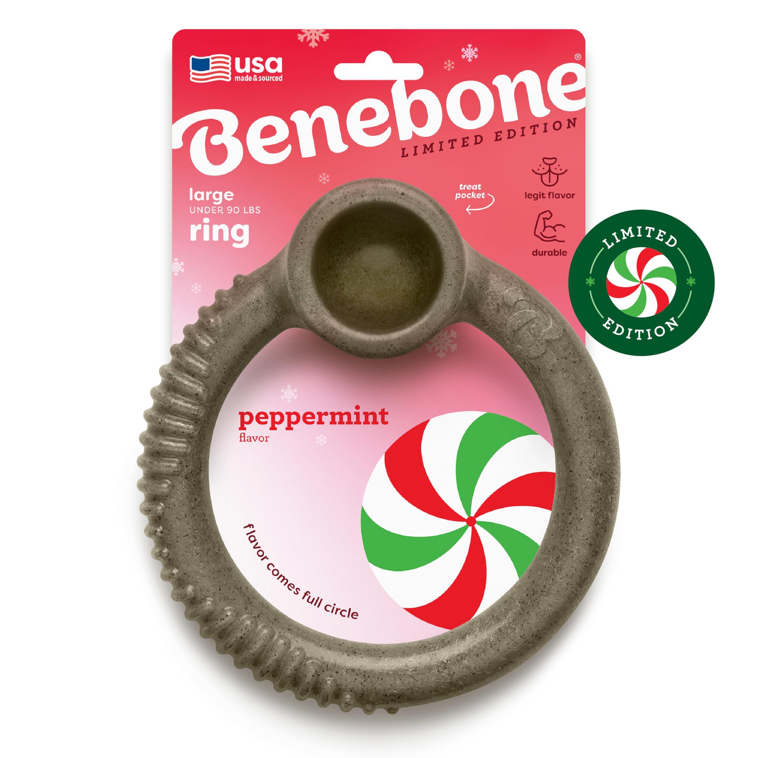 Benebone Limited Edition Peppermint Flavored Ring Chew Dog Toy, Large