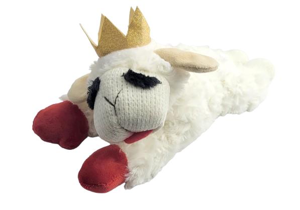 Multipet Lamb Chop with Crown Plush Dog Toy, 10.5-in