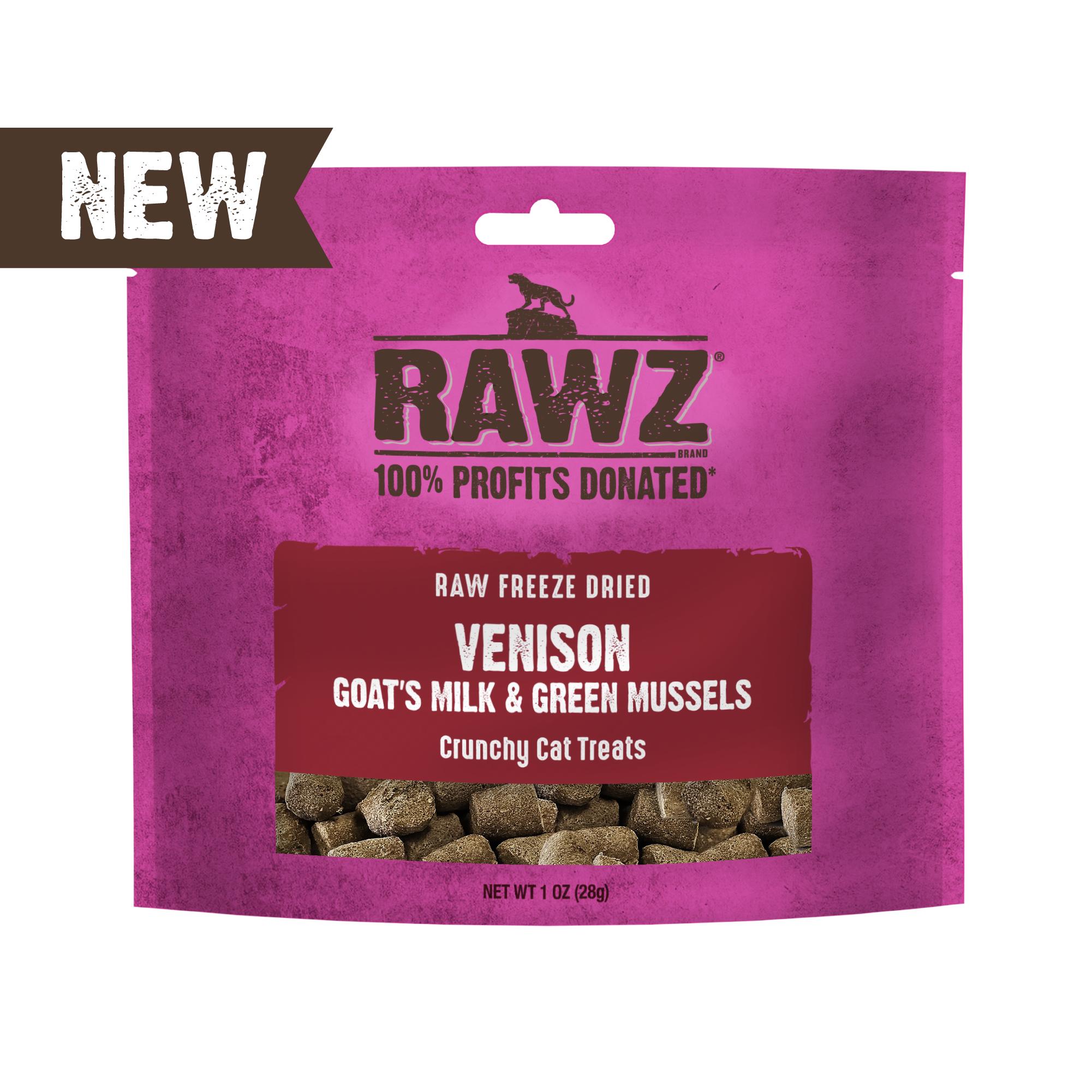 RAWZ Venison, Goat's Milk & Green Mussels Raw Freeze-Dried Cat Treats, 1-oz