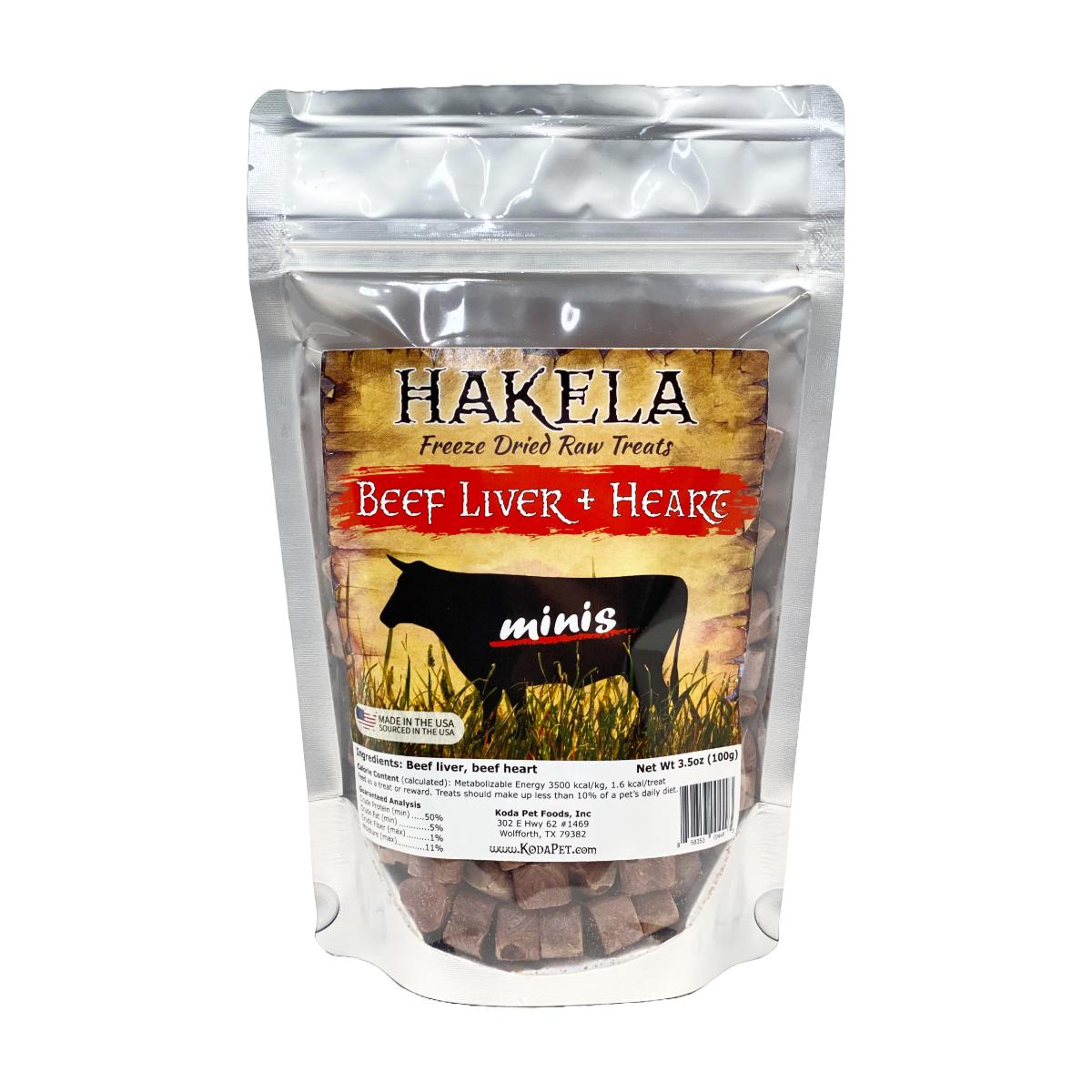 Koda Pet Hakela Beef Liver + Heart Minis Freeze-Dried Dog Treats