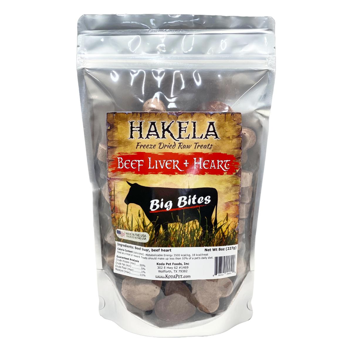 Koda Pet Hakela Beef Liver + Heart Big Bites Freeze-Dried Dog Treats, 8-oz