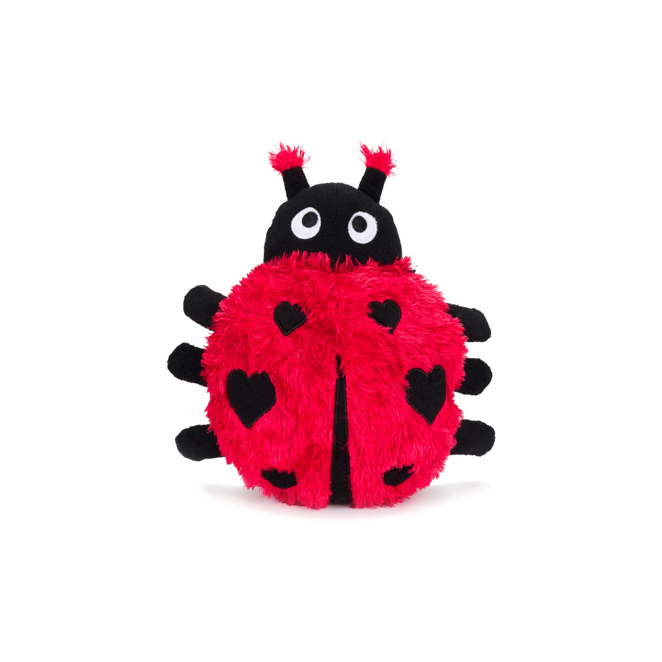fabdog Fluffy Ladybug Dog Toy, 12.5-in