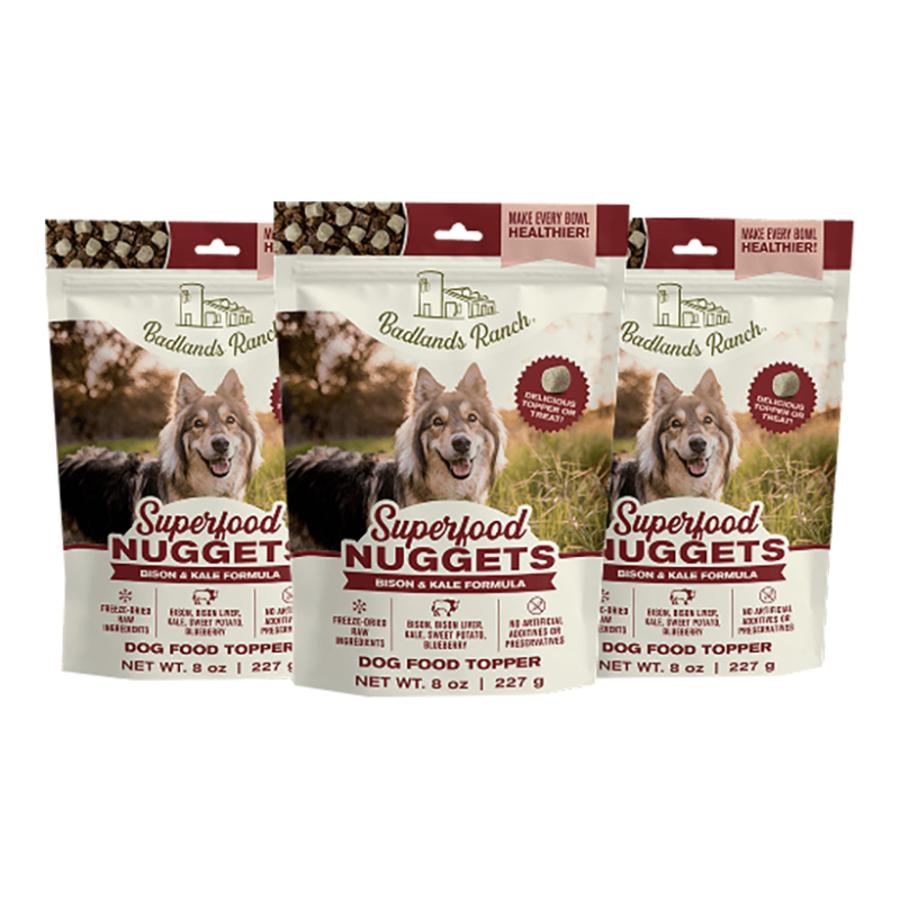 Badlands Ranch Superfood Nuggets Bison & Kale Freeze-Dried Dog Food Topper, 8-oz