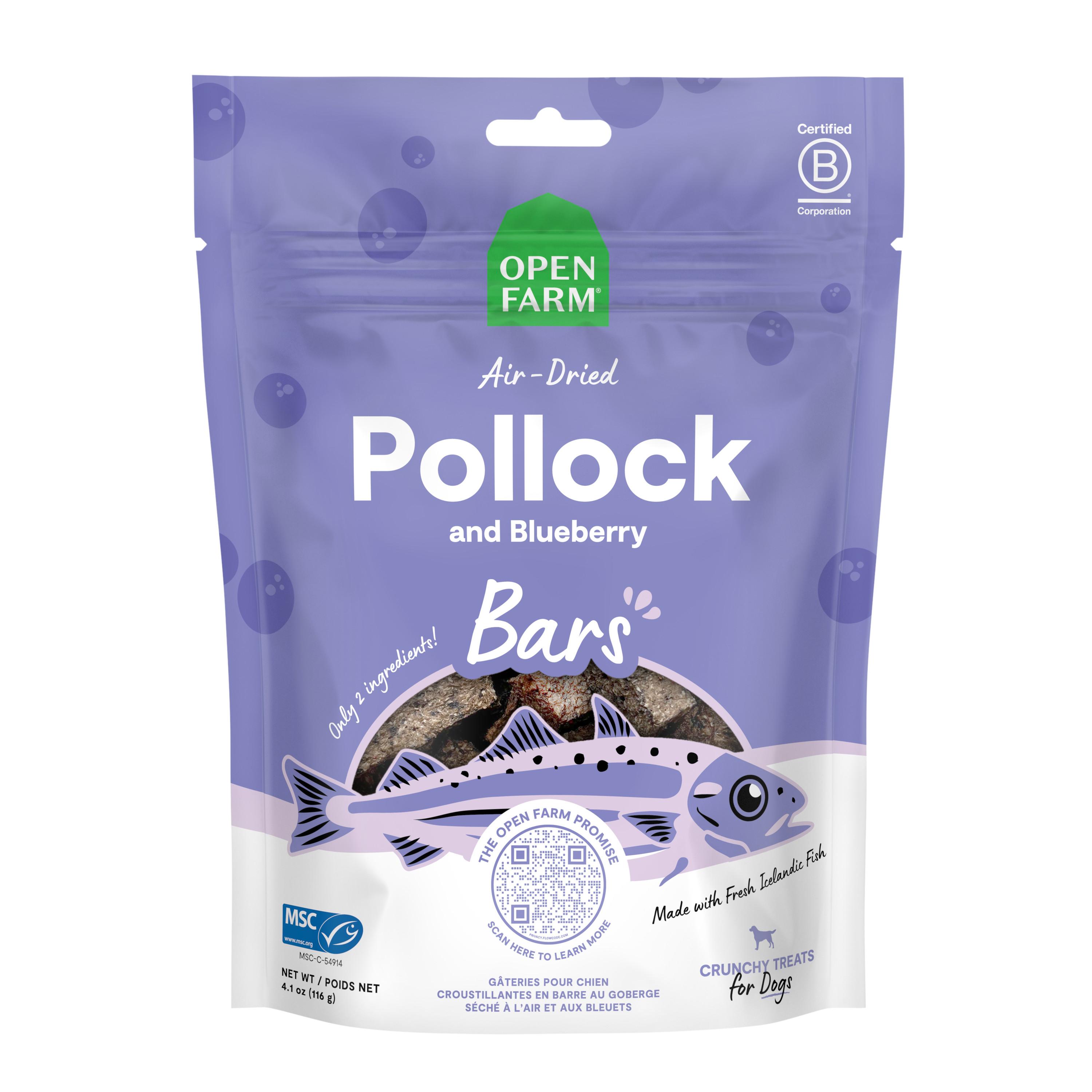 Open Farm Pollock & Blueberry Bars Air-Dried Dog Treats