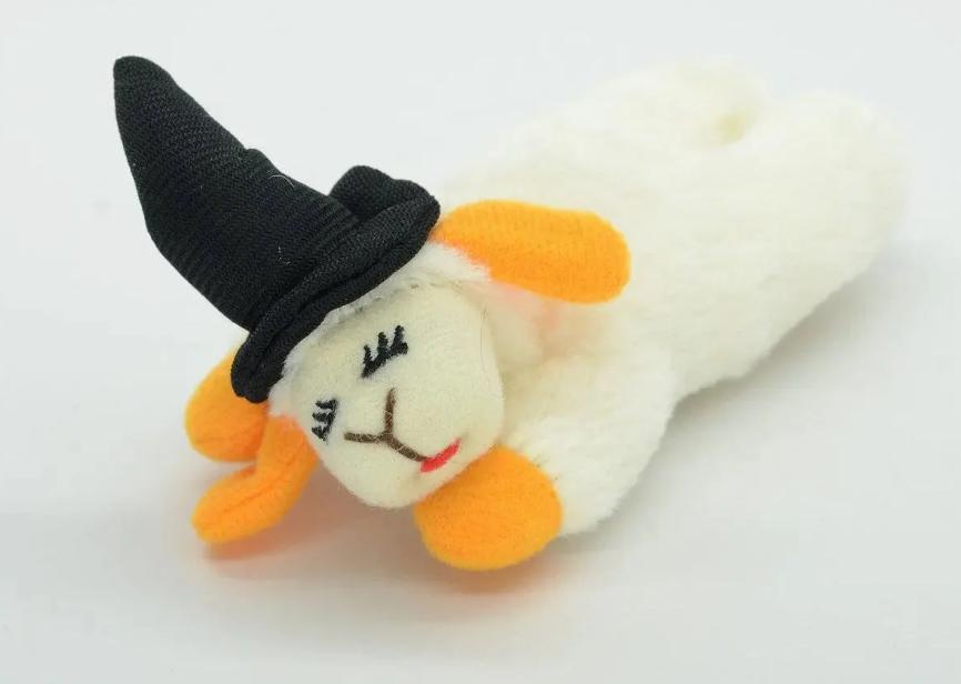 Multipet Halloween Lamb Chop with Witch Hat Cat Toy, 4-in