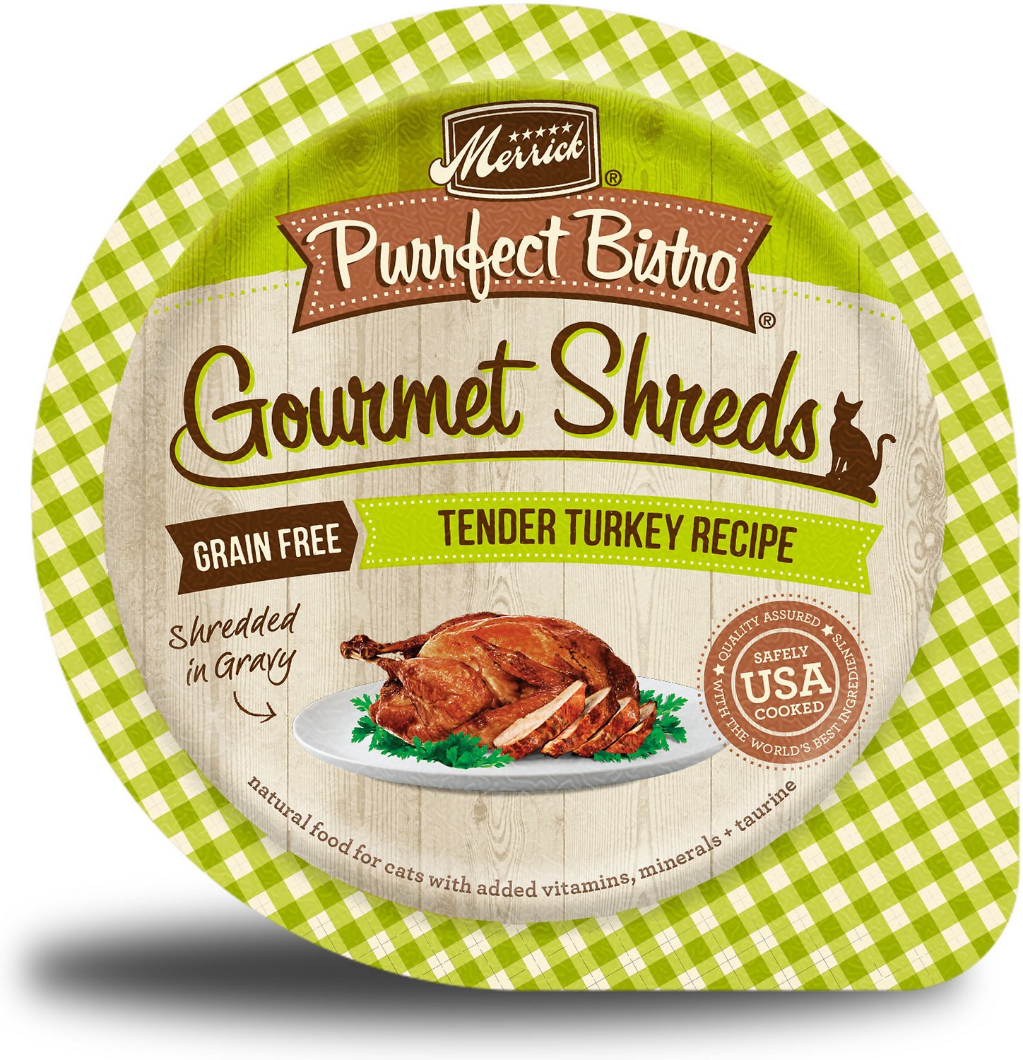 Merrick Purrfect Bistro Gourmet Shreds in Gravy Grain-Free Tender Turkey Recipe Cat Food Trays