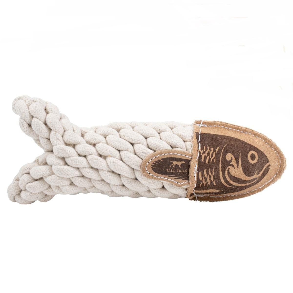 Tall Tails Natural Leather Crunch Fish Dog Toy