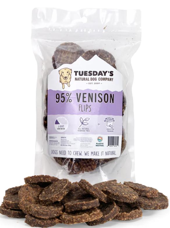 Earthwise Reserve Venison Flips Dog Treats