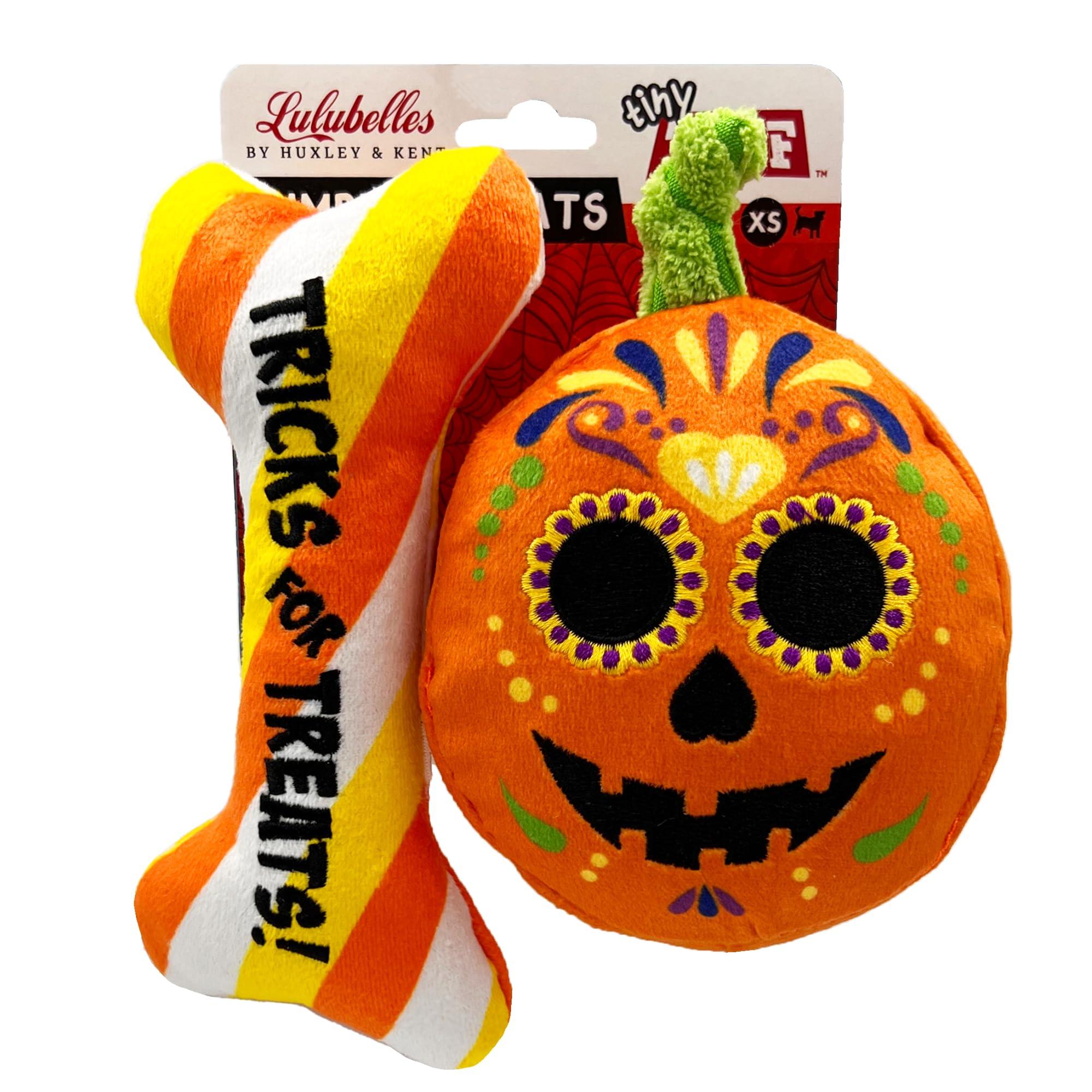 Huxley & Kent Lulubelles Tiny Tuff Pumpkin Treats Dog Toy, 2-pk