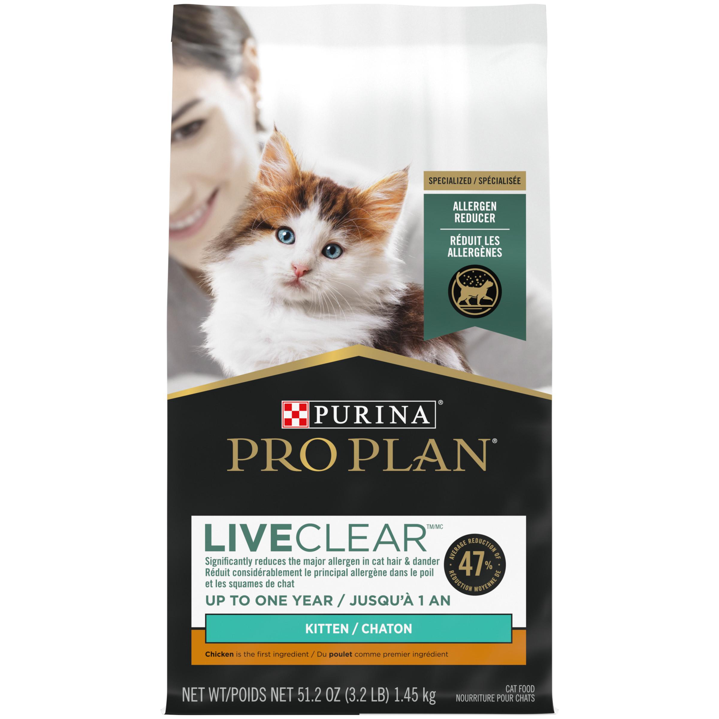 Purina Pro Plan LiveClear Allergen Reducing Chicken & Rice Kitten Dry Cat Food, 3.2-lb