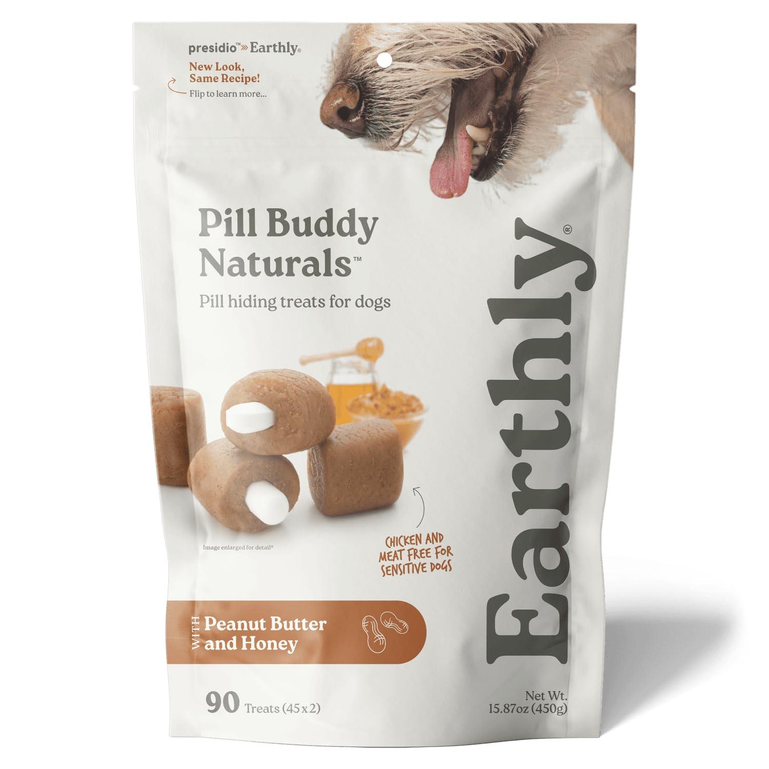 Earthly Pet Pill Buddy Naturals Peanut Butter & Honey Dog Treats, 90-count