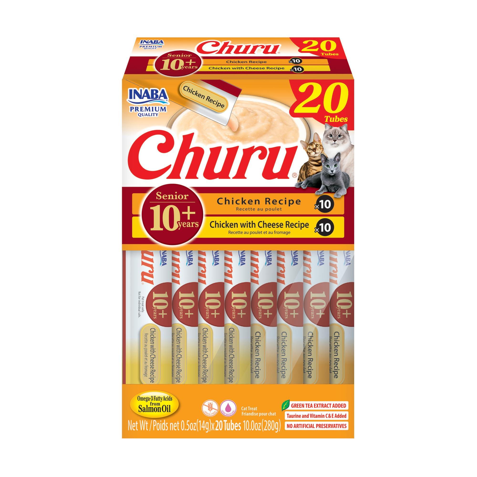 Inaba Churu Senior Chicken Variety Puree Cat Treats, 10-oz, 20-pk