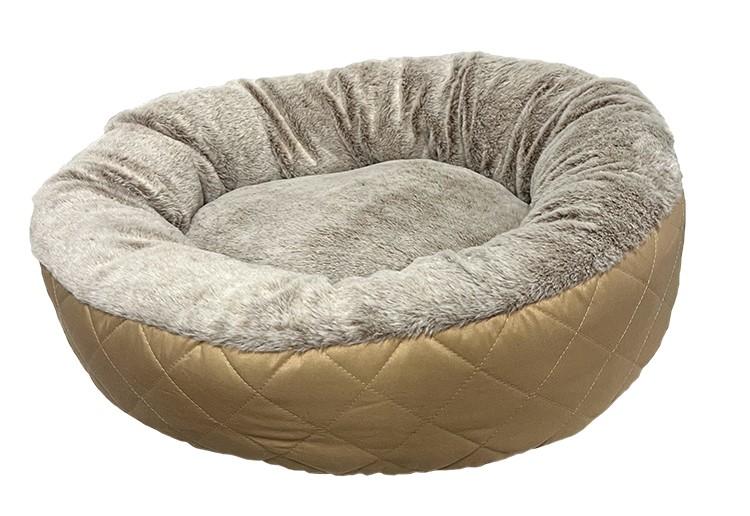 Happy Tails Donut Cuddler Pet Bed, Khaki, 24-in x 24-in