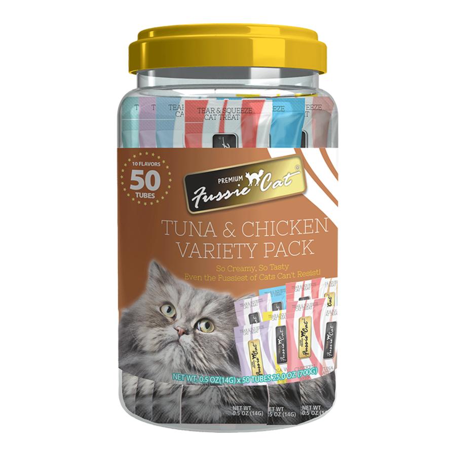 Fussie Cat Tuna & Chicken Puree 10 Flavors Variety Pack Cat Treats