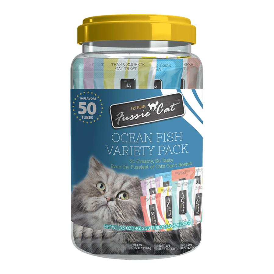 Fussie Cat Ocean Fish Puree 10 Flavors Variety Pack Cat Treats